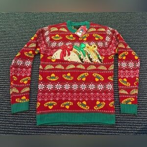 NWT Festive Taco Sombrero Ugly Xmas Christmas Sweater Blizzard Bay